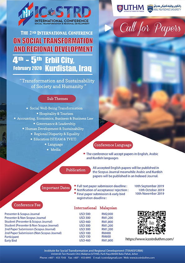 2nd International Conference on Social Transformation and Regional Development (ICoSTRD) 2020
